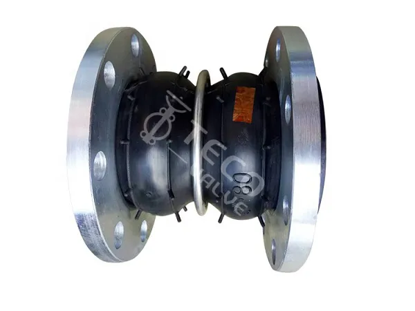 Double ball expansion rubber joints with reinforced ring